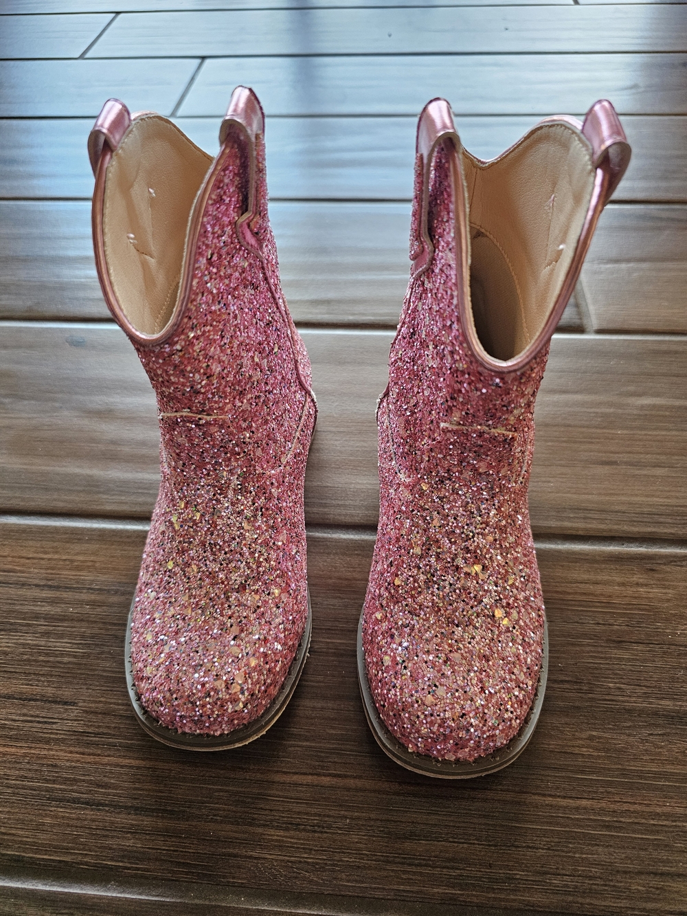 Toddler Girls Pink Glitter Cowboy Boots Size 12
